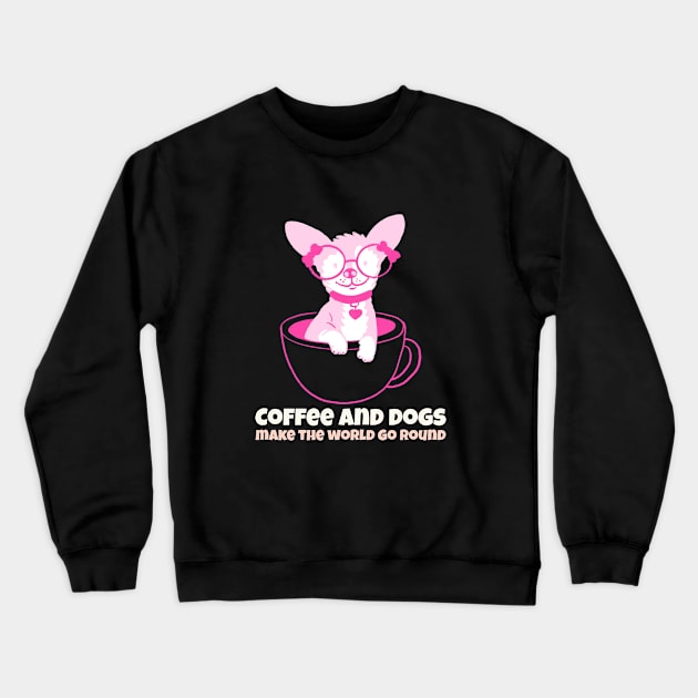 coffee and dogs- the world go round Crewneck Sweatshirt by maggzstyle
